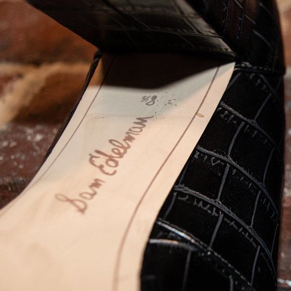 8.5 Black Leather High Heeled Sam Edelman Loafers - Picture 4 of 4